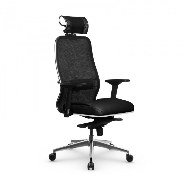 Кресло Samurai SL-3.041 MPES сетка/кожа, черный плюс купить со скидкой