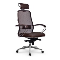 Кресло Samurai SL-2.041 MPES сетка/кожа, темно-коричневый 