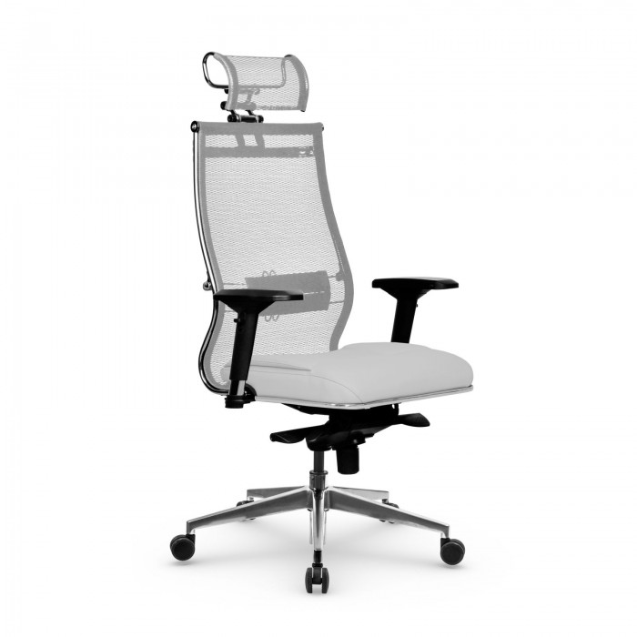 Кресло Samurai SL-3.051 MPES сетка/кожа, белый купить со скидкой