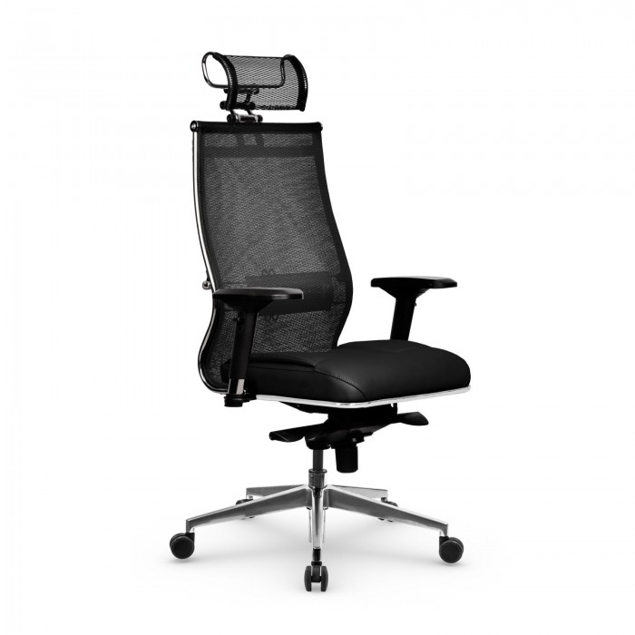Кресло Samurai SL-3.051 MPES сетка/кожа, черный плюс купить со скидкой