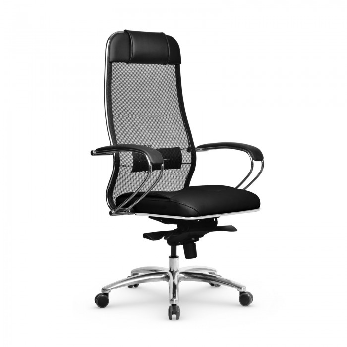 Кресло Samurai SL-1.04 MPES сетка/кожа, черный плюс купить со скидкой