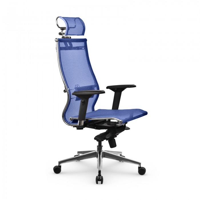 Кресло Samurai S-3.051 MPES сетка/кожа, синий купить со скидкой
