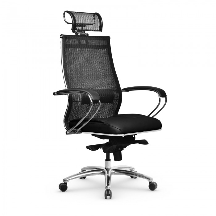 Кресло Samurai SL-2.05 MPES сетка/кожа, черный плюс купить со скидкой