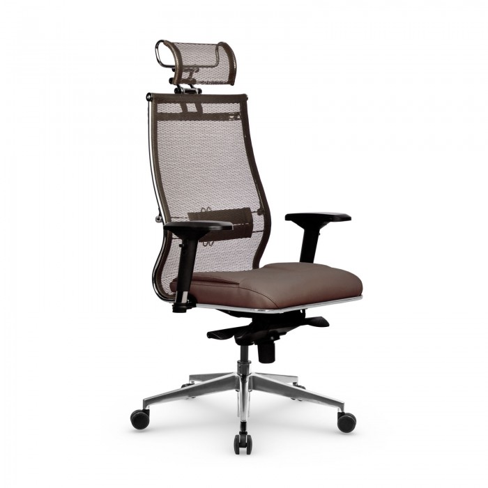 Кресло Samurai SL-3.051 MPES сетка/кожа, светло-коричневый купить со скидкой