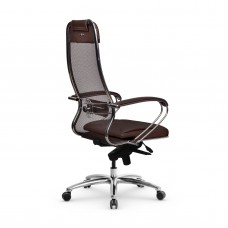 Кресло Samurai SL-1.04 MPES сетка/кожа, темно-коричневый 